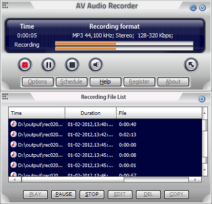 Click to view AV Audio Recorder 7.6.1 screenshot