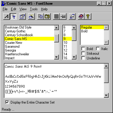 Click to view FontShow 2000 3.8 screenshot