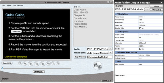 Click to view Cucusoft DVD to PSP Converter 8.08 screenshot