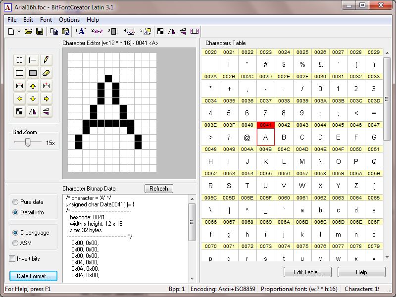 Click to view BitFontCreator Latin 3.3 screenshot