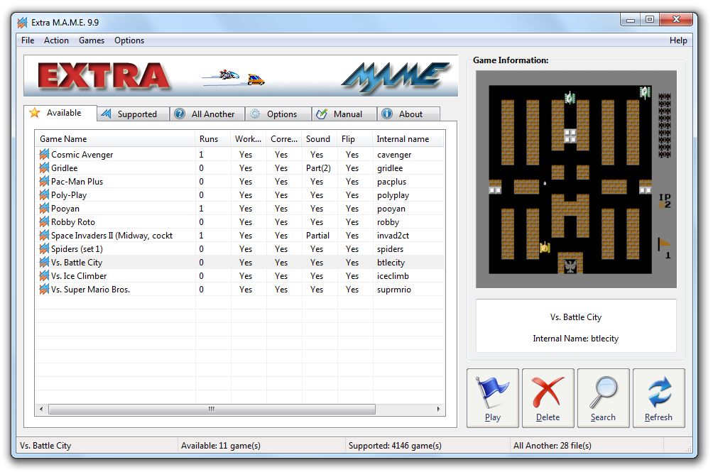 Click to view ExtraMAME 16.2 screenshot