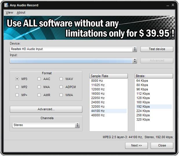 Click to view Any Audio Record 4.8.7.375 screenshot