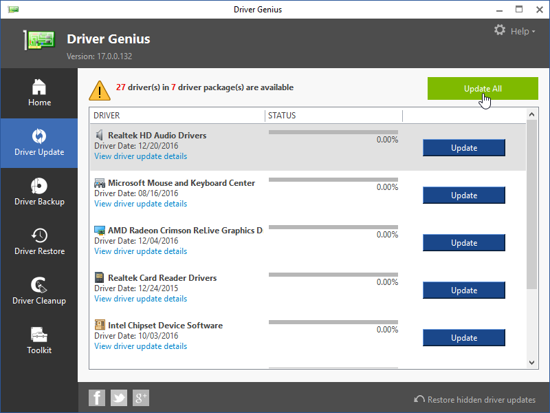 Click to view Driver Genius 17.0.0.142 screenshot