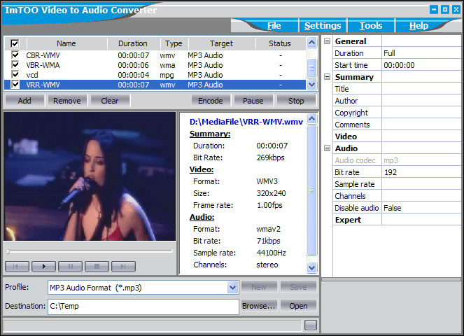Click to view ImTOO Video to Audio Converter 5.1.37.0312 screenshot