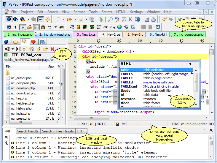 Click to view PSPad editor 4.6.1.2730 screenshot