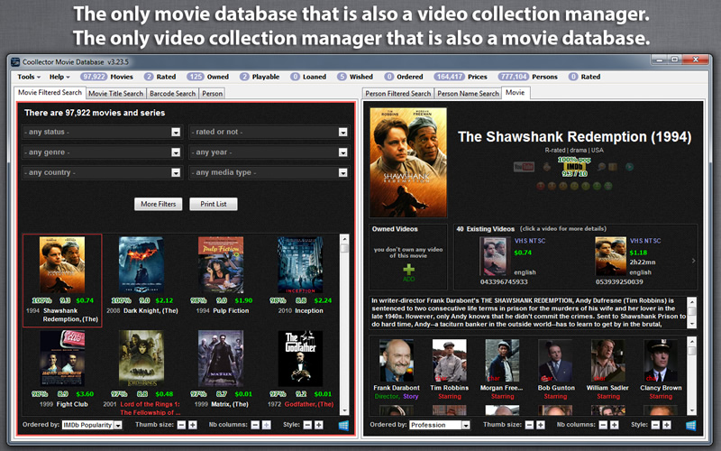 Click to view Portable Coollector Movie Database 4.9.9.9 screenshot