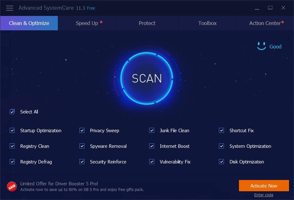 Click to view Advanced SystemCare 11.1.0.196 screenshot