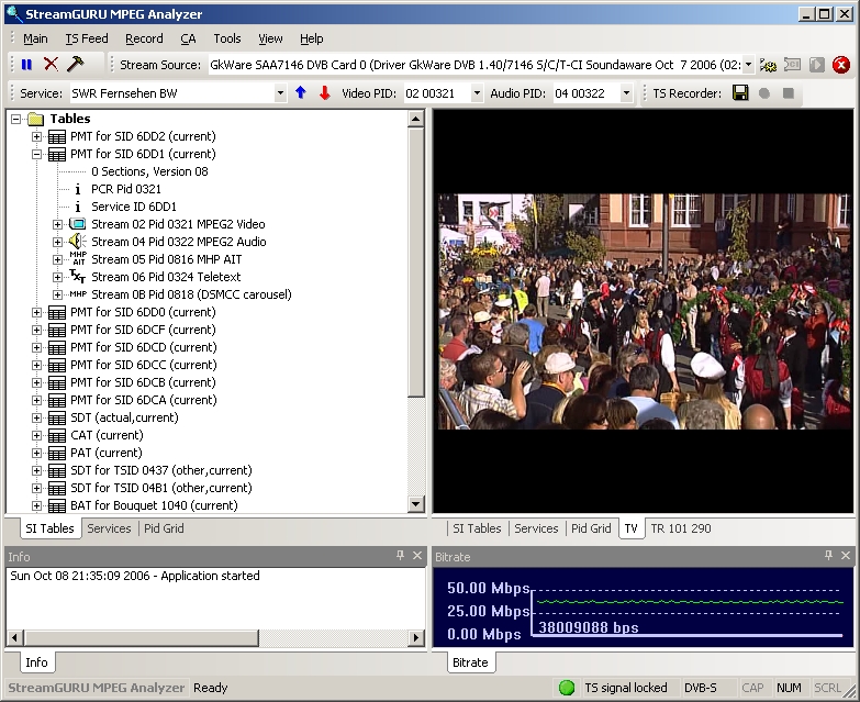 Click to view StreamGuru MPEG & DVB Analyzer 2.70 screenshot