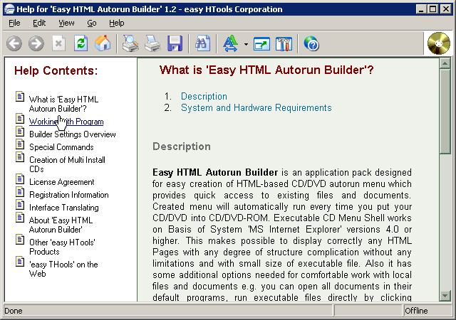 Easy HTML Autorun: Displaying Program Help