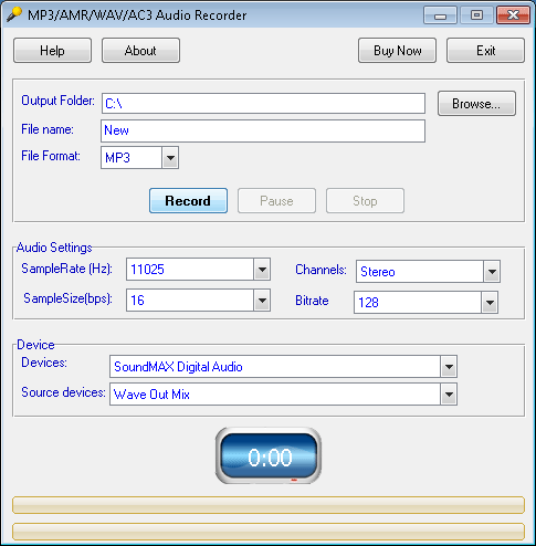 Click to view WAV MP3 WMA M4A Audio Recorder 3.0.546 screenshot