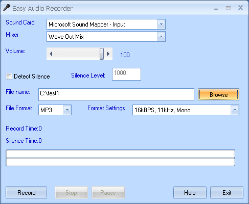 Click to view Easy Audio Recorder 3.2.661 screenshot