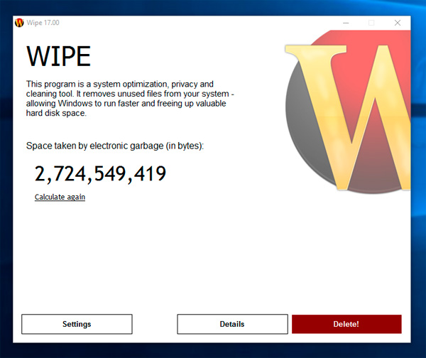 Click to view Wipe 17.15 screenshot