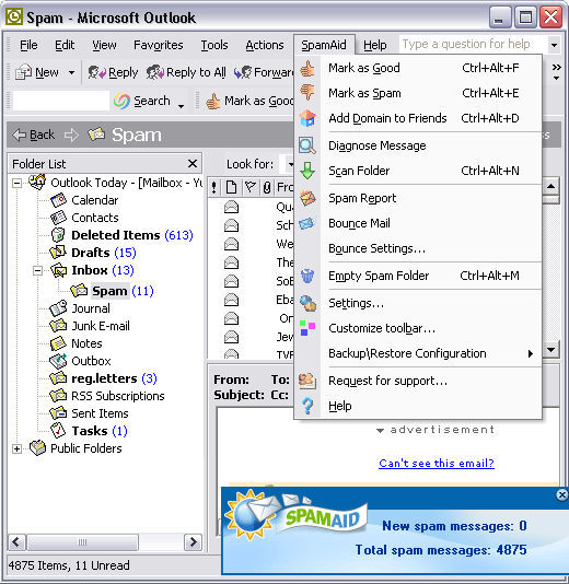 Click to view SpamAid 4.0 screenshot