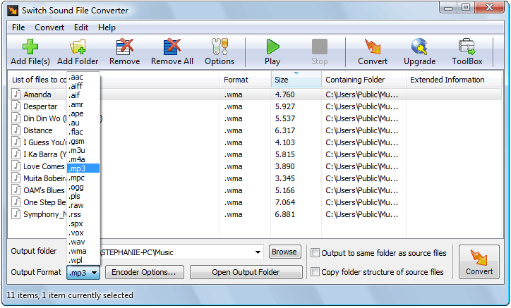 Click to view Switch Free Audio Converter 5.36 screenshot