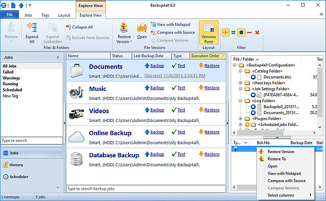 Click to view Backup4all Portable 6.1.157 screenshot